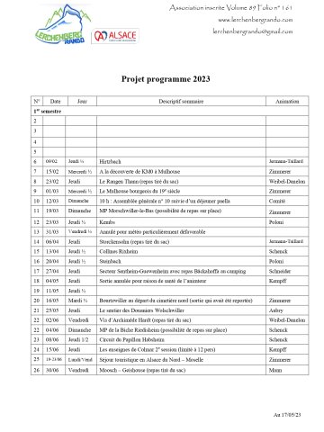 association lerchenberg rando calendrier sortie